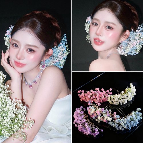 刘亦菲同款满天星仿真花九排发叉