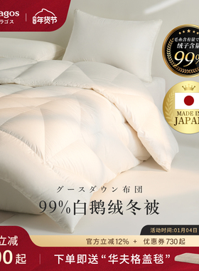 Interlagos日本冬季羽绒被99%白鹅绒被冬被加厚180支棉酒店被子
