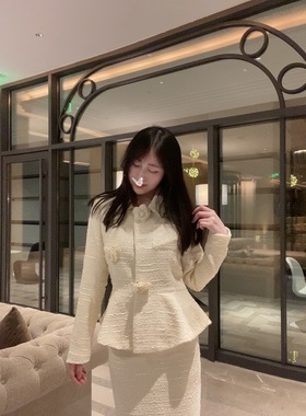 Sin boutique 江南有钱姐姐白色山茶花上衣女春秋气质优雅套装新