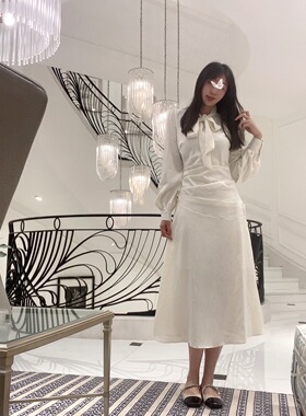 Sin boutique长袖缎面连衣裙女2024新款早春高级感设计感小众长裙