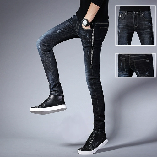 Мужские летние универсальные эластичные джинсы для отдыха, трендовые демисезонные штаны, свободный прямой крой