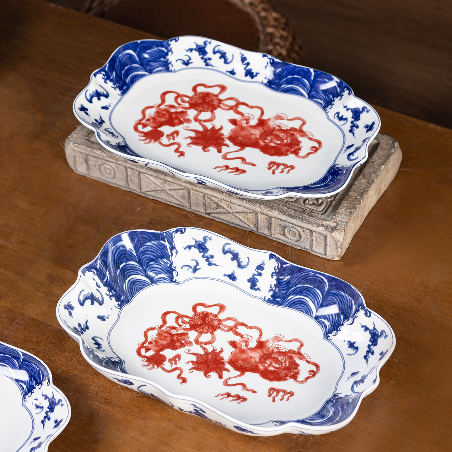 时尚中式复古青花长方椭圆菜盘新京熹同款牛肉盘会所酒店创意餐具,餐饮具,盘,淘宝优惠券,粉丝福利购,淘宝优惠卷