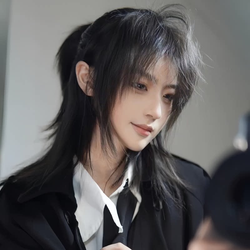 狼尾假发男生长发全头套式中分刘海女生短发鲻鱼头男士半扎武士头