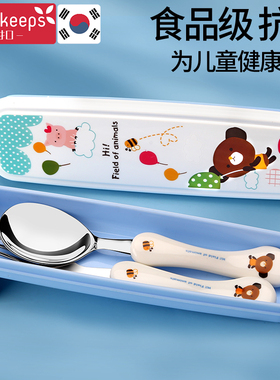 儿童勺子叉子套装不锈钢便携筷宝宝吃饭上班族学生可爱餐具三件套