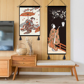 日式 饰画玄关走廊挂布卧室床头壁画 和风挂画布艺寿司客厅背景墙装