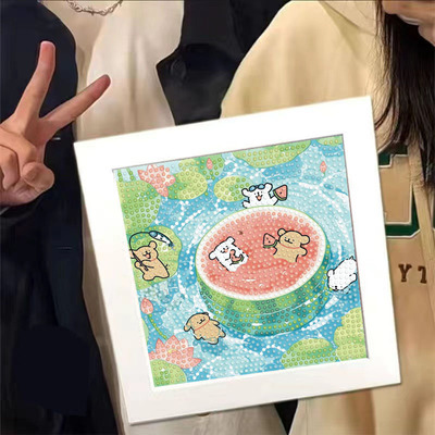 手工diy钻石画儿童粘贴制作线条小狗男女孩满钻粘贴摆台玩具