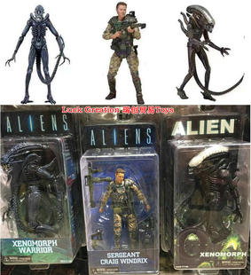 NECA 异形大战铁血战士第2波1979透明脑壳 蓝色异形手办模型