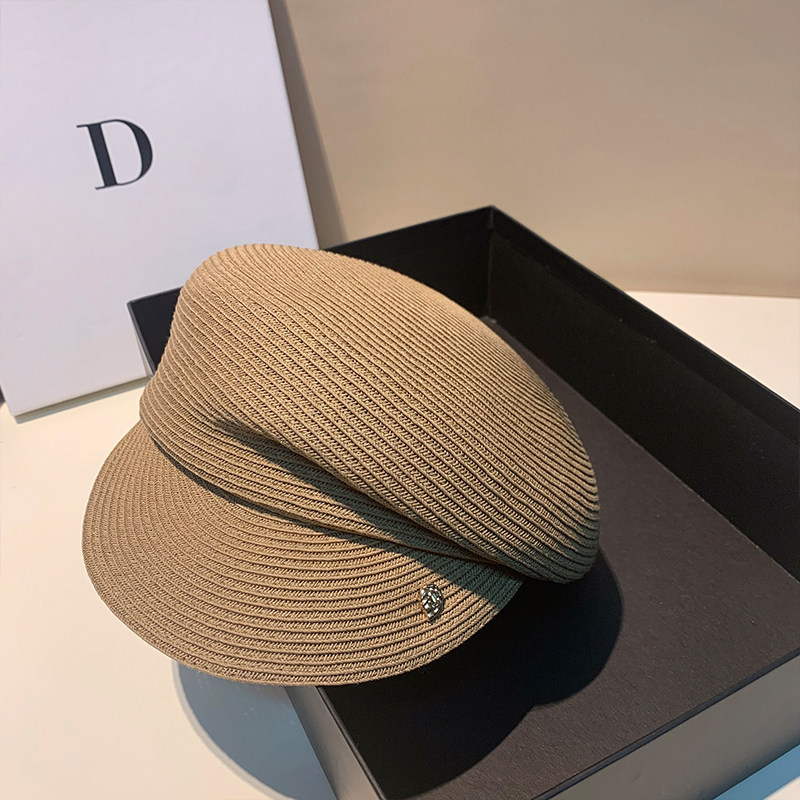 春夏日系不规则褶皱鸭舌帽英伦复古报童帽女出游逛街休闲防晒草帽