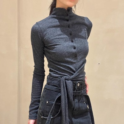 现货lowclassic系带打结修身T恤