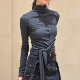 low T恤上衣女 长袖 classic设计师款 半高领系带打结设计感弹力修身