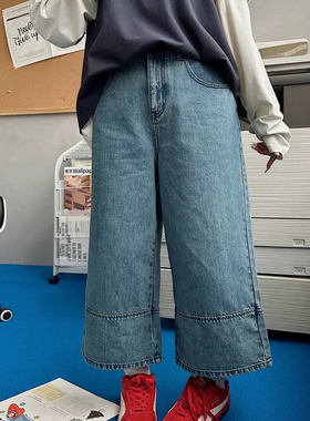 现货买手店设计师品牌25春夏新款宽松休闲复古高腰八分裤牛仔裤女