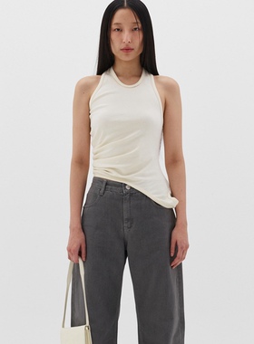 LOW CLASSIC2023夏季新品不对称设计感镂空印花网纱叠穿背心上衣