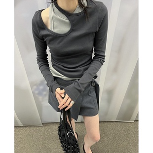长袖 low 挖肩打底衫 气质显瘦修身 T恤叠穿背心 classic2024春夏新品