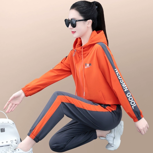 Спортивный костюм, комплект, быстросохнущая толстовка с капюшоном для отдыха, осенний, коллекция 2022, в западном стиле