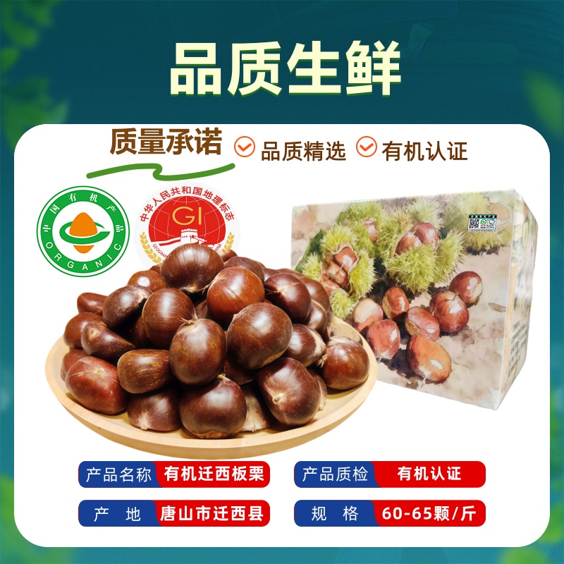 有机正宗迁西板栗彩箱2/3/5斤标果中果地理标志迁西新鲜生板栗