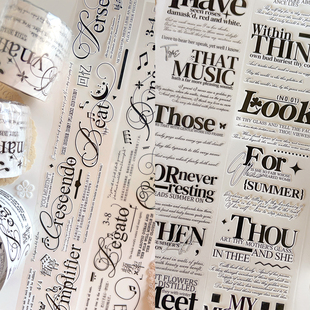 新款切模文字Contrast Echo轻复古百仓家手帐和纸胶带文素PET贴纸