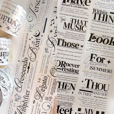 新款切模文字Contrast Echo轻复古百仓家手帐和纸胶带文素PET贴纸