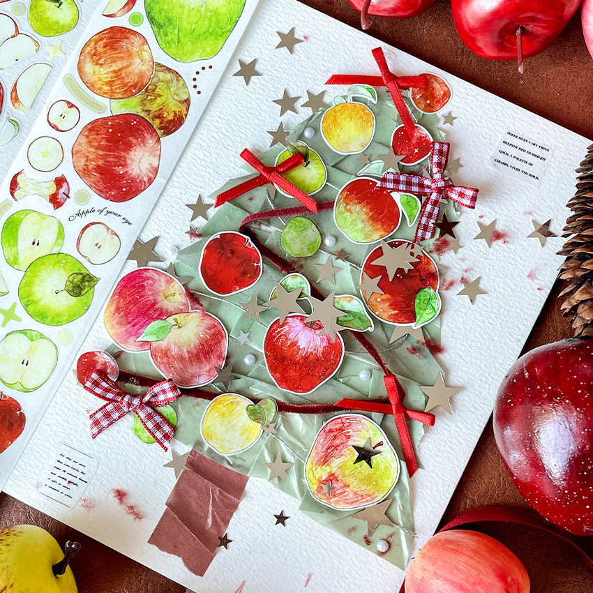 新款现货 苹果园 轻复古花野原百仓家手帐和纸胶带PET贴纸卷咕卡