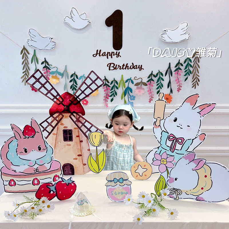 儿童生日派对周岁宴小兔子KT板装饰宝宝满月百天桌面布置拍照道具,节庆用品/礼品,装扮布置套餐,淘宝优惠券,粉丝福利购,淘宝优惠卷