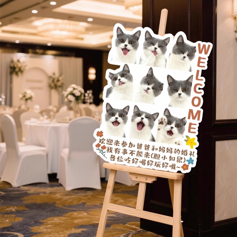 抖音九宫格小红书网红宠物kt板猫咪婚礼迎宾牌定制宠物kt板定制