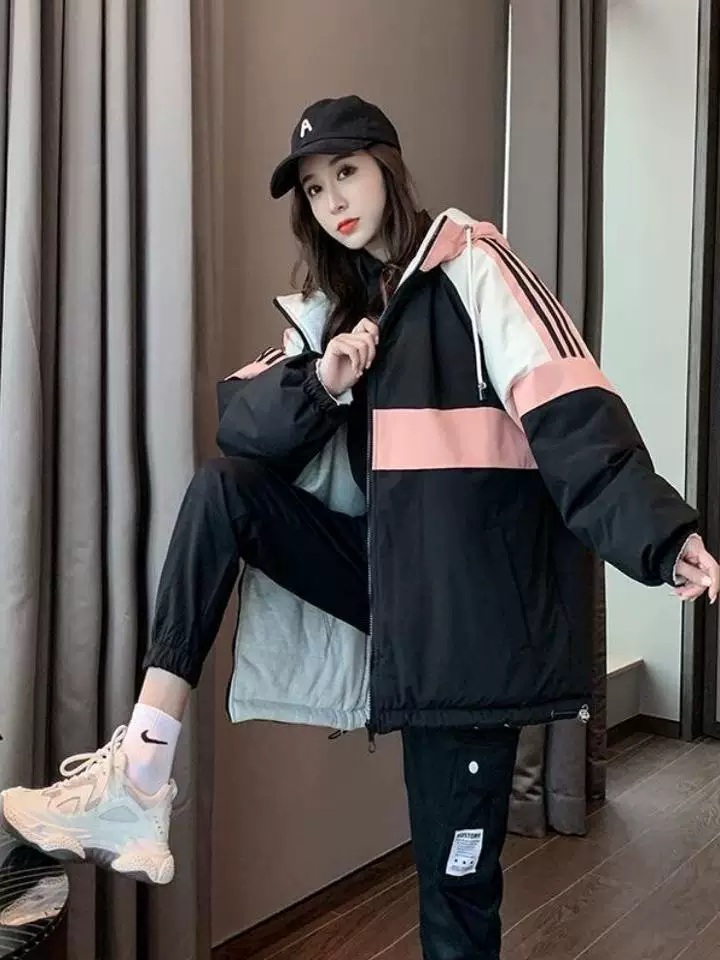 EVAk連帽棉服女2024冬季新款兩面穿棉衣學(xué)生派克服加厚冬摯愛之選