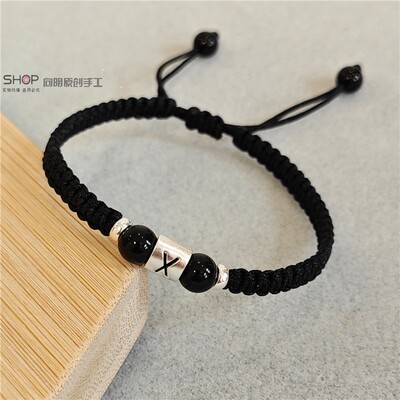 情侣闺蜜手工DIY名字银字母手绳