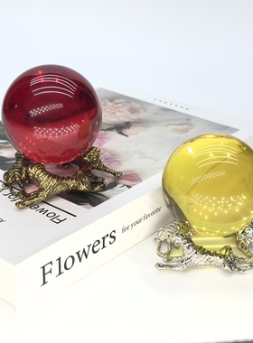 三只置物架水晶球合金