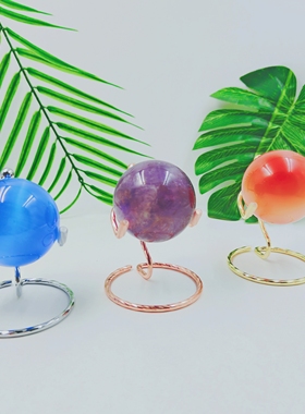 新款合金银色水晶球底座支架摆件创意家居水晶石工艺品置物架