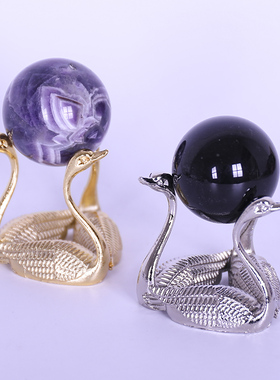 创意天鹅置物架水晶球合金