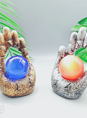 树脂水晶球底座手掌葫芦矿标摆件