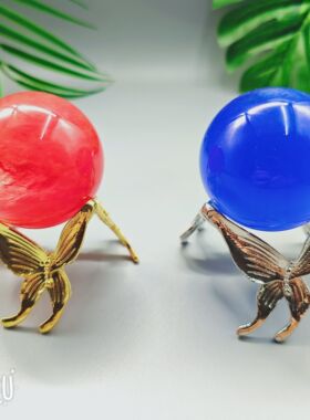 促销合金连体蝴蝶水晶球座 底座 置物架 球托 金属底座 矿标摆件
