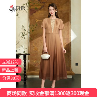 司歌独特别致蕾丝重工收腰气质连衣裙女2026夏季短袖高级优雅裙子