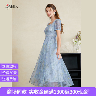 司歌 法式碎花短袖连衣裙女26夏季新款度假风中长款方领收腰A字裙
