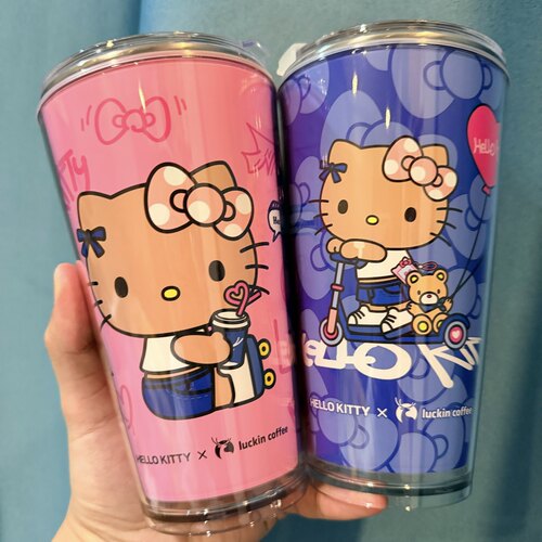 瑞幸xHello Kitty联名周边改造二次元卡通动漫杯子创意diy吸管杯