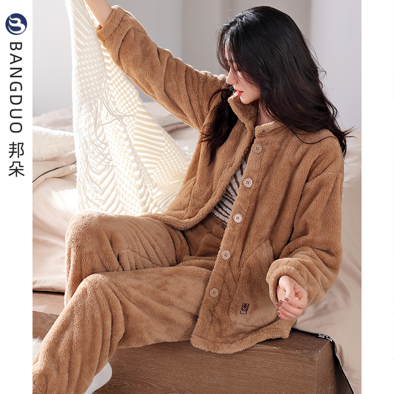 睡衣女士冬季法兰绒家居服