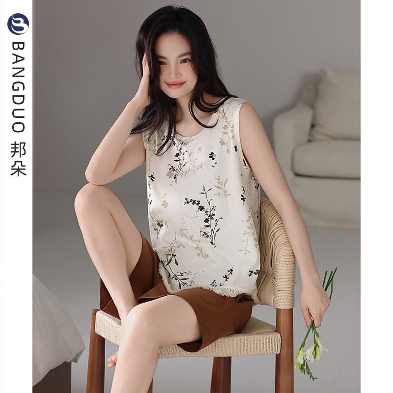 睡衣女士夏季无袖背心短裤家居服图片