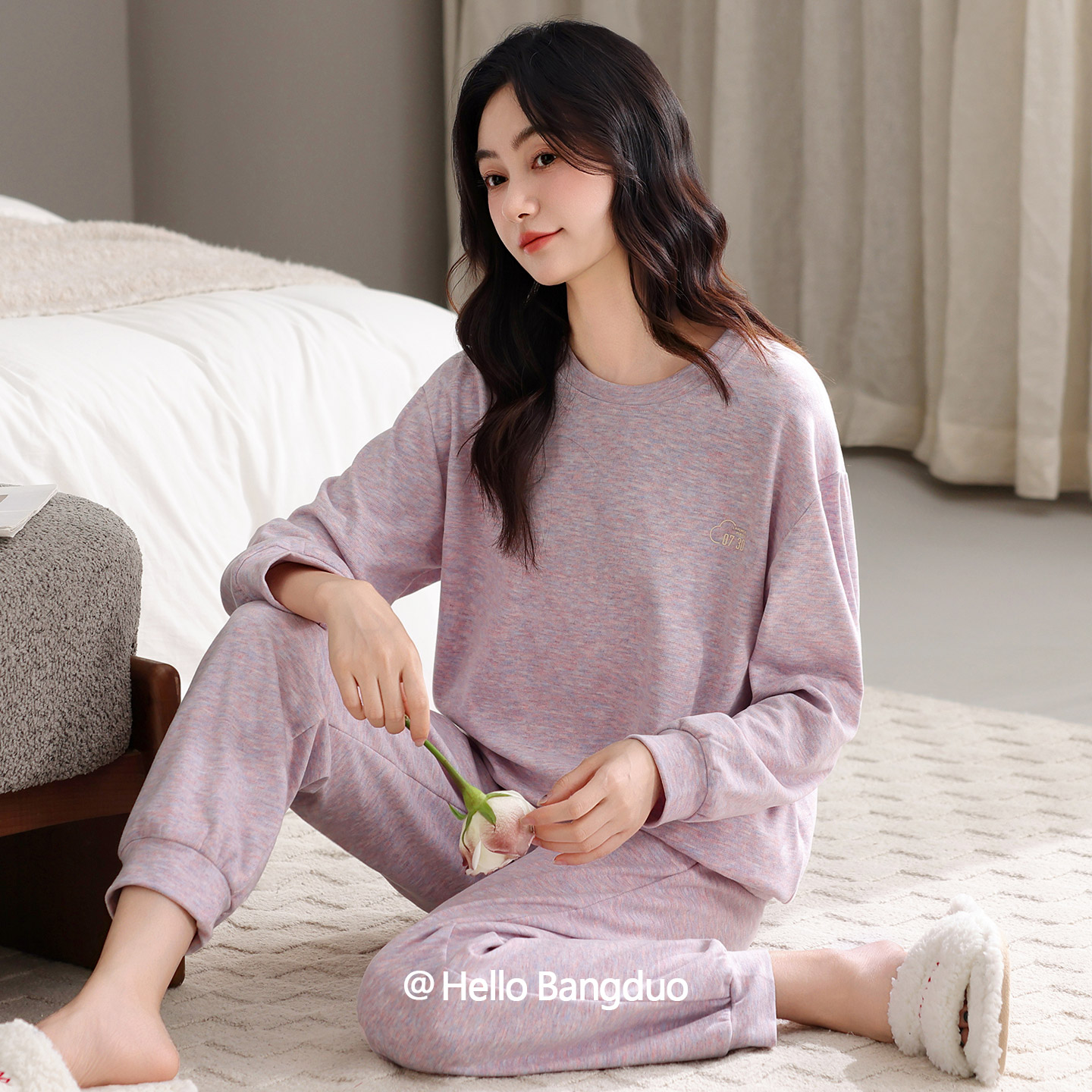 睡衣女士秋冬款德绒长袖家居服