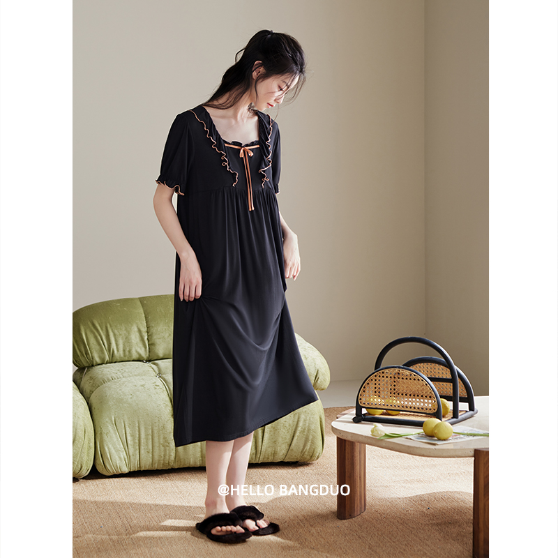 睡裙女士夏季莫代尔短袖连衣裙