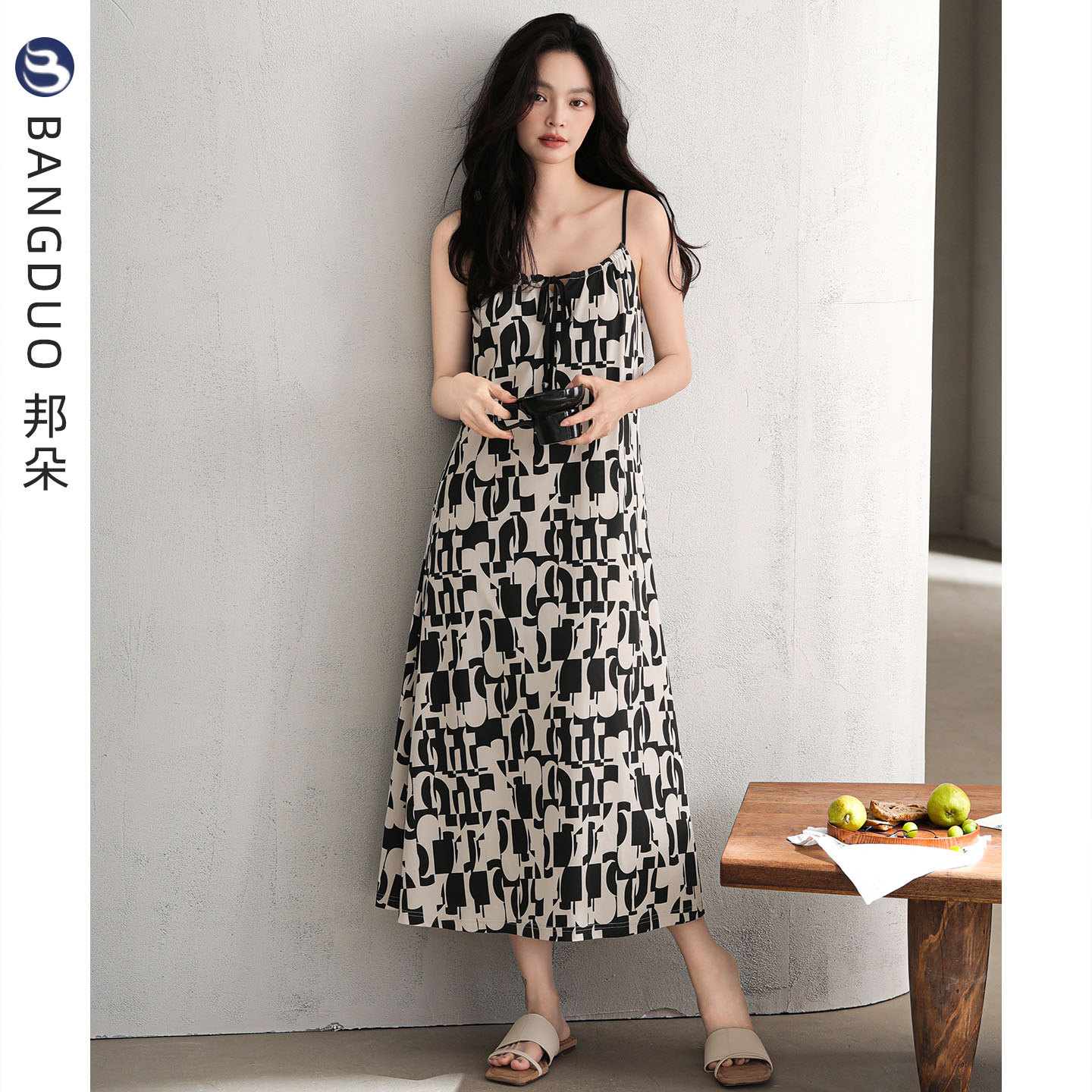 带胸垫吊带睡裙女夏季纯棉连衣裙