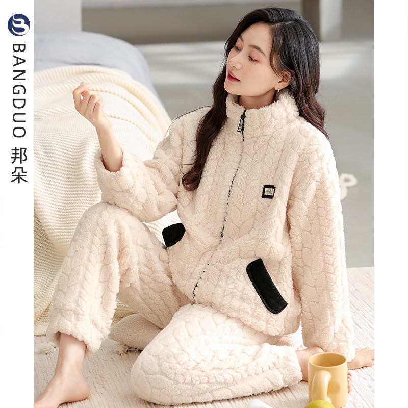 睡衣女士冬季法兰绒家居服