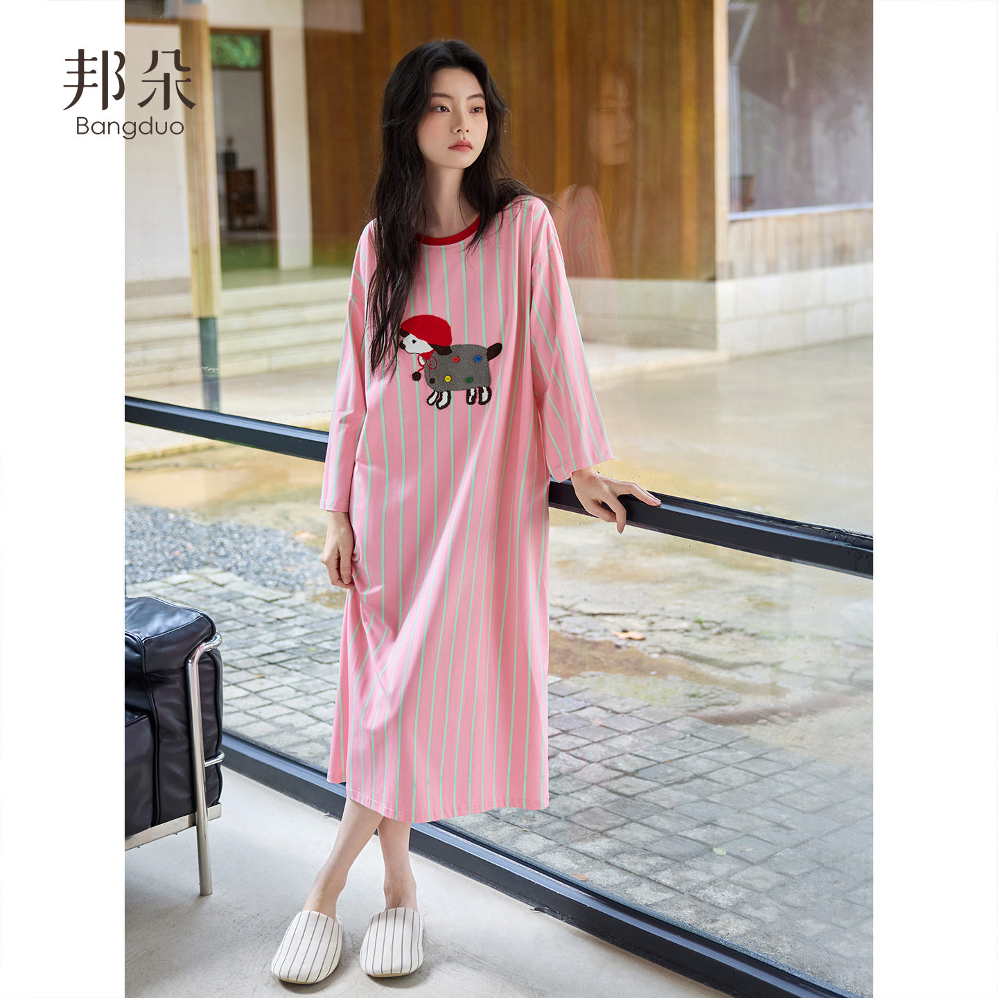 睡裙女士春秋款莫代尔长袖连衣裙图片