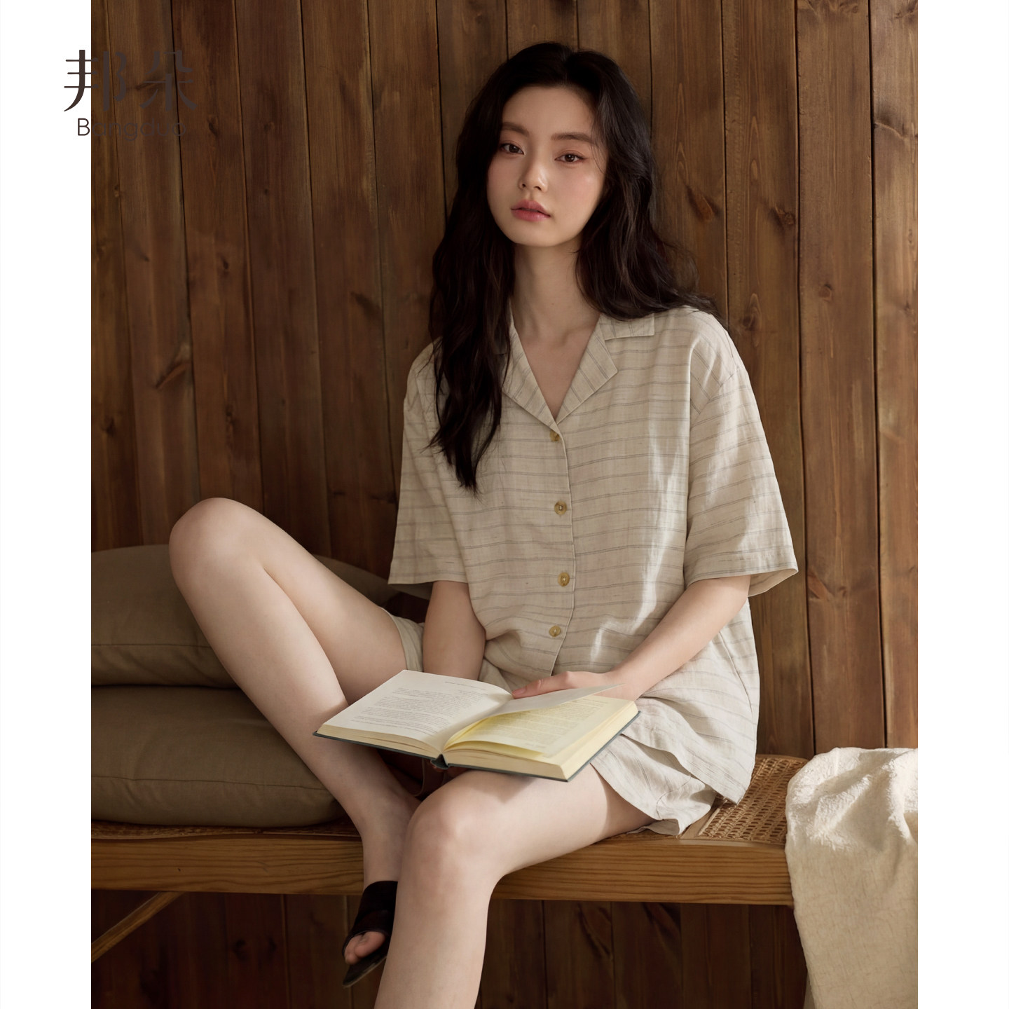 睡衣女士夏季亚麻短袖短裤家居服图片