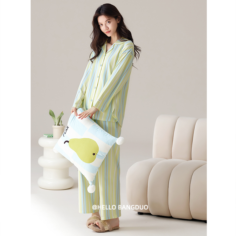 睡衣女士春秋款纯棉长袖家居服