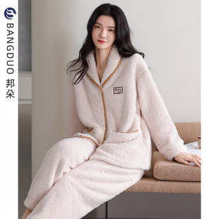 珊瑚绒加厚加绒2026新款 睡衣女士冬季 秋冬法兰绒家居服 抗静电