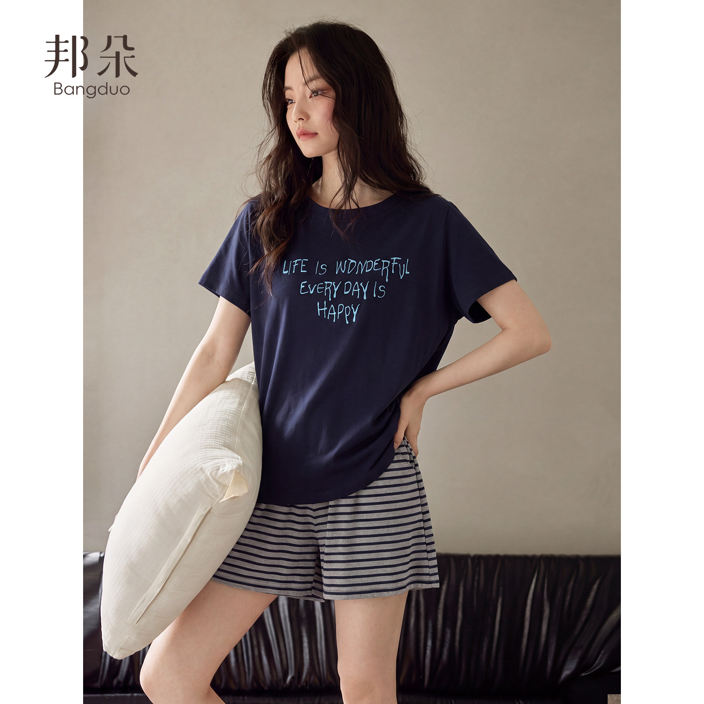 睡衣女士夏季纯棉短袖短裤家居服图片