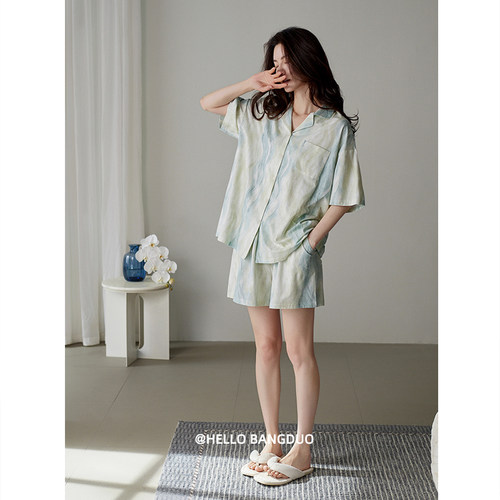 睡衣女夏季莫代尔短袖短裤家居服