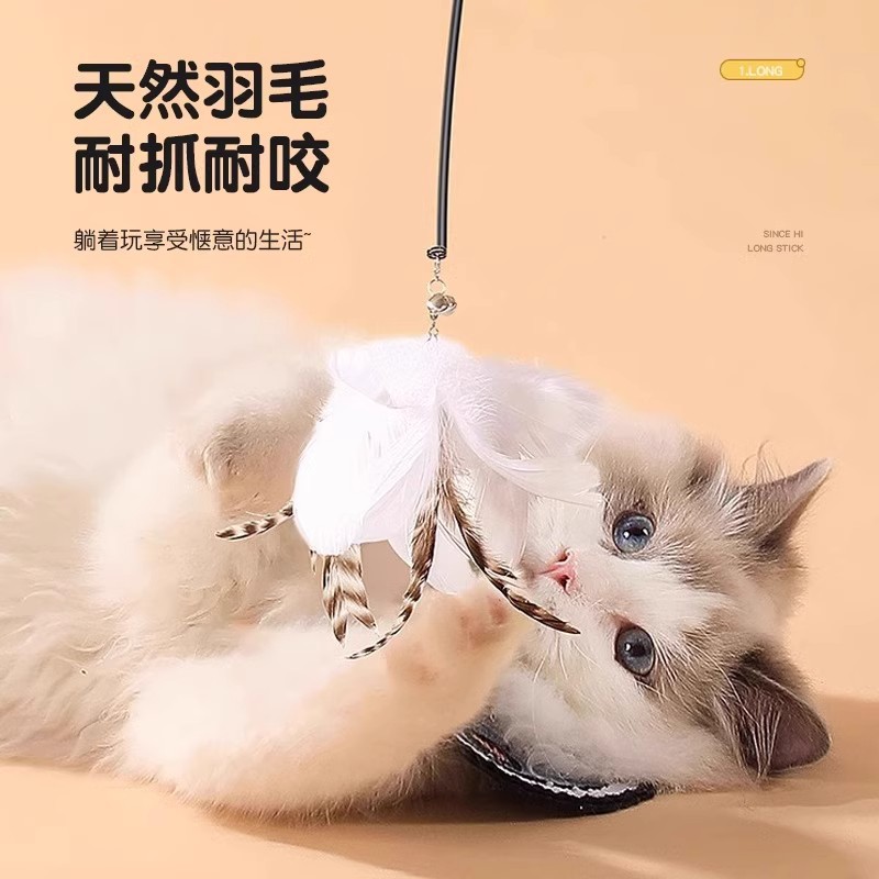 猫玩具自嗨解闷神器猫咪懒人自动逗猫棒羽毛吸盘带铃铛耐咬幼猫