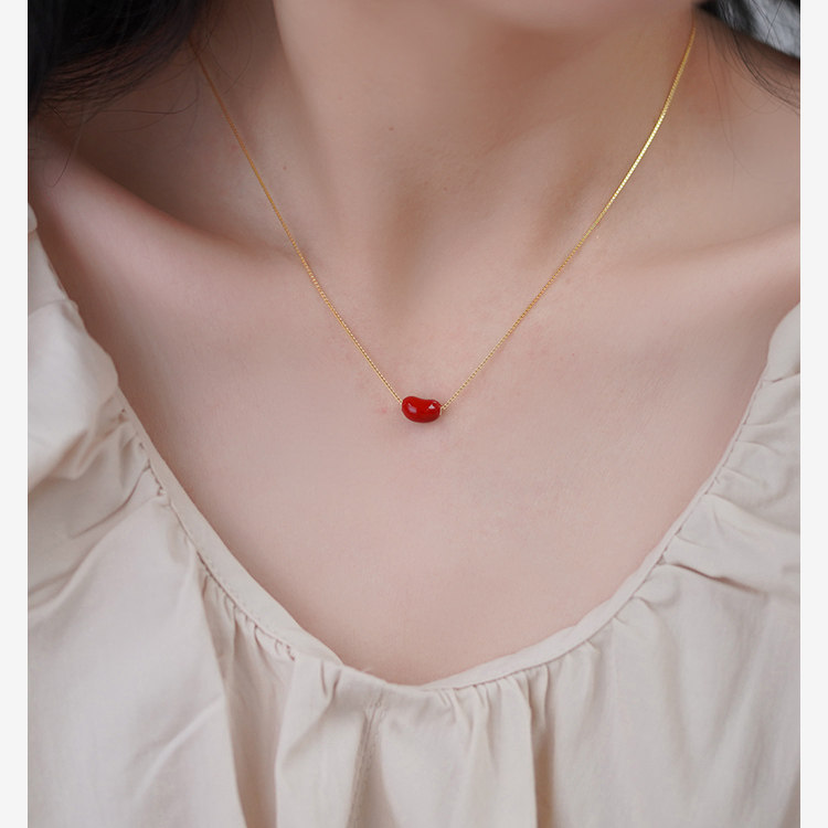 925纯银相思豆项链网红新潮复古甜美锁骨链小众轻奢颈链饰品40588,饰品/流行首饰/时尚饰品新,项链,淘宝优惠券,粉丝福利购,淘宝优惠卷