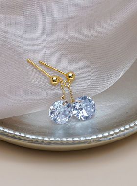 小众轻奢高级感单颗锆石流苏耳钉925纯银气质超闪耳环时尚女50835