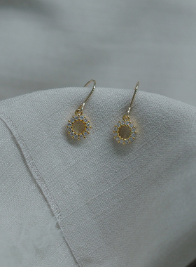 14k包金镶钻圆环耳钩小钻环锆石气质轻奢耳环日韩简约耳饰女90574